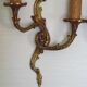 Pair of Elegant French Bronze Opposite Acanthus Leaf Double Wall Sconces
