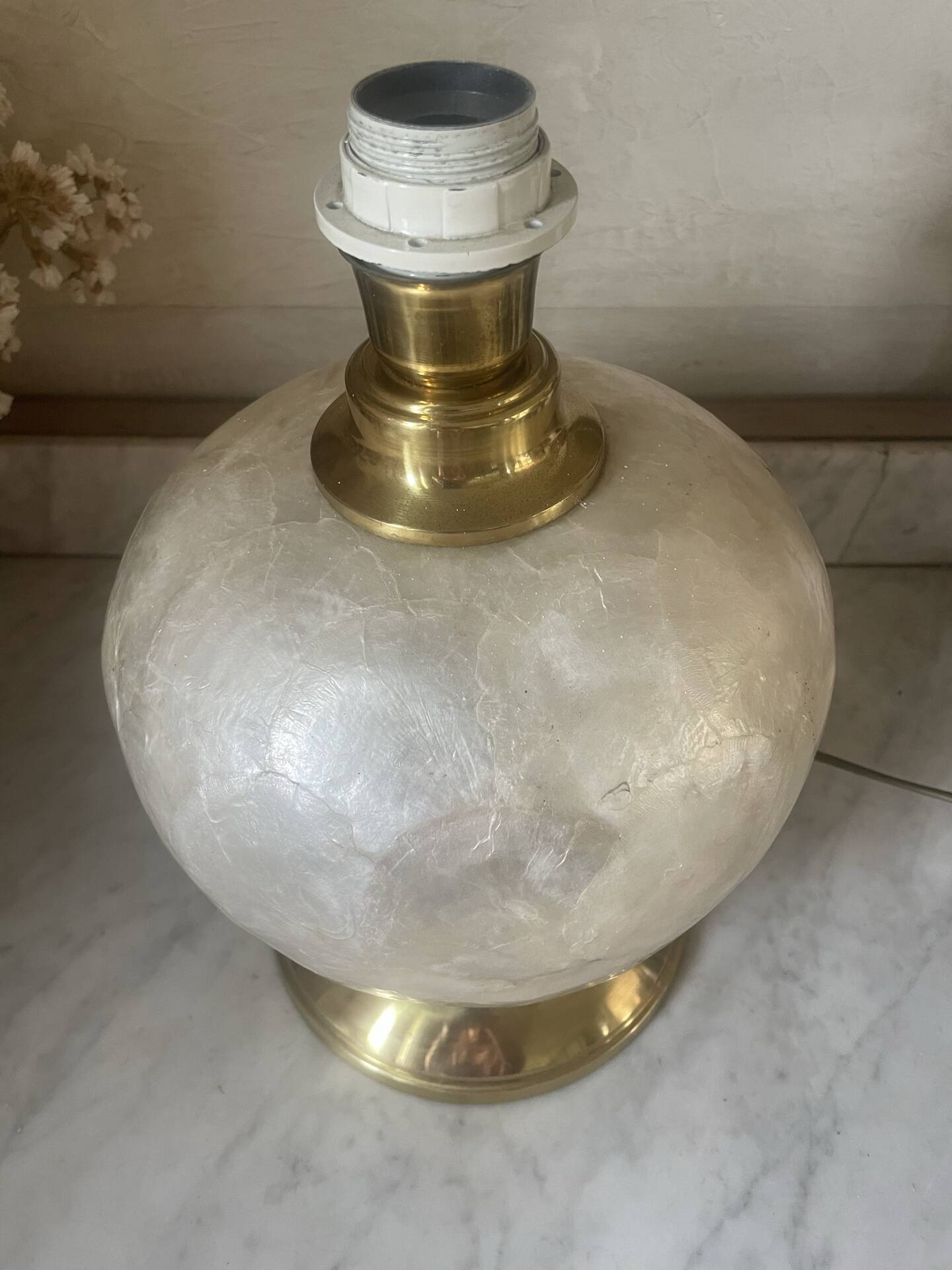 Capiz shell lamp and vintage brass