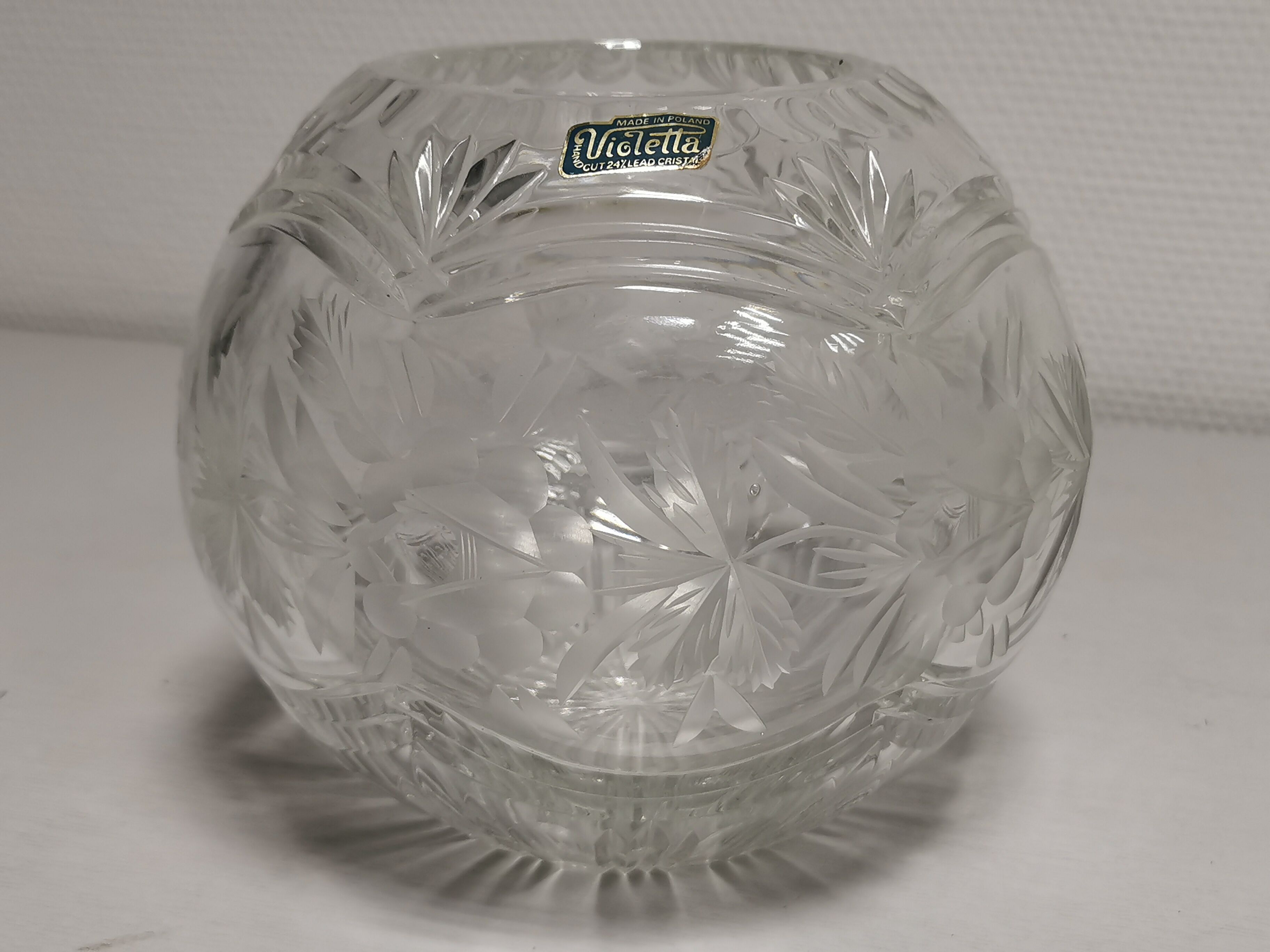 Vintage Ball Vase in Cut Crystal Violetta , Poland