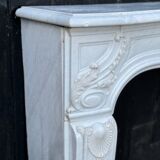 Louis XV style fireplace in grey and white Carrara marble circa 1980