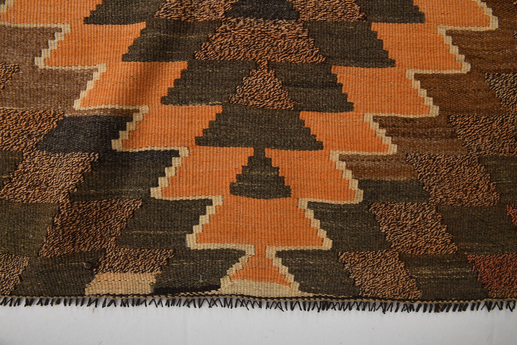 5x8 Orange & Brown Tribal Vintage Kilim Rug, 149x253Cm
