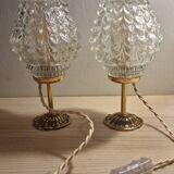 Duo lamps chiseled glass antique bronze base