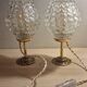 Duo lamps chiseled glass antique bronze base