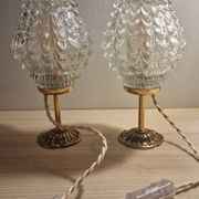 Duo lampes verre ciselé pied bronze ancien