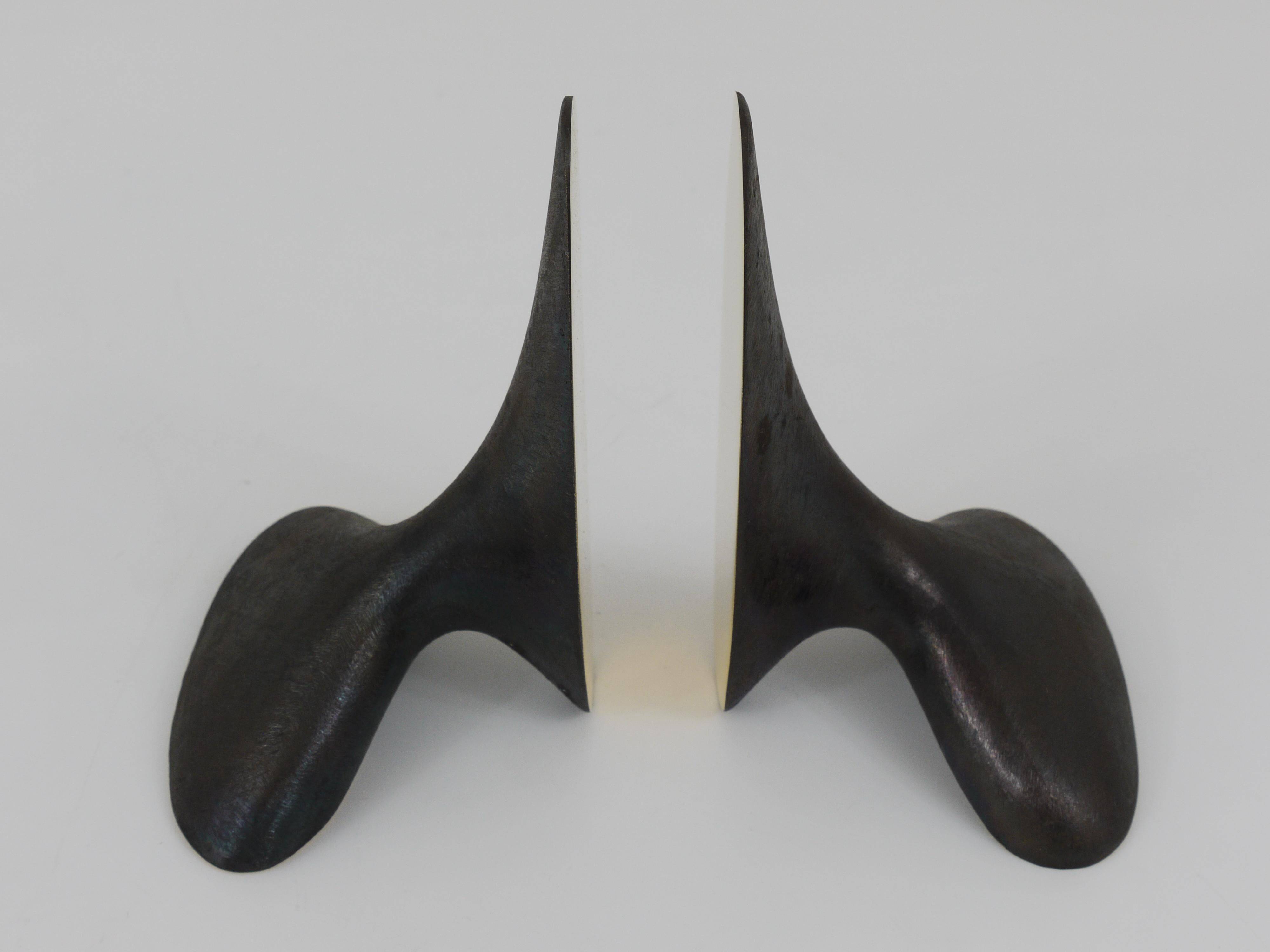Pair of minimalist mid-century brass bookends by Carl Auböck #3653, Vienna, Austria.