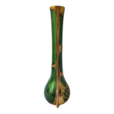 Vase soliflore legras vert impérial décors cuivre rehaussé d or non signée