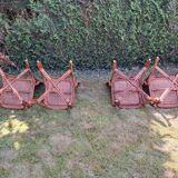 4 Perret and Vibert bamboo and rattan chairs