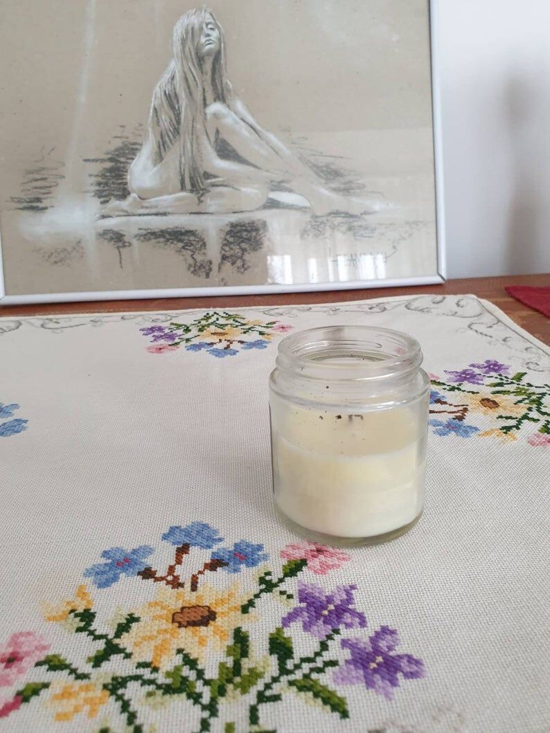 Delicate hand embroidered tablecloth with flowers, Romania