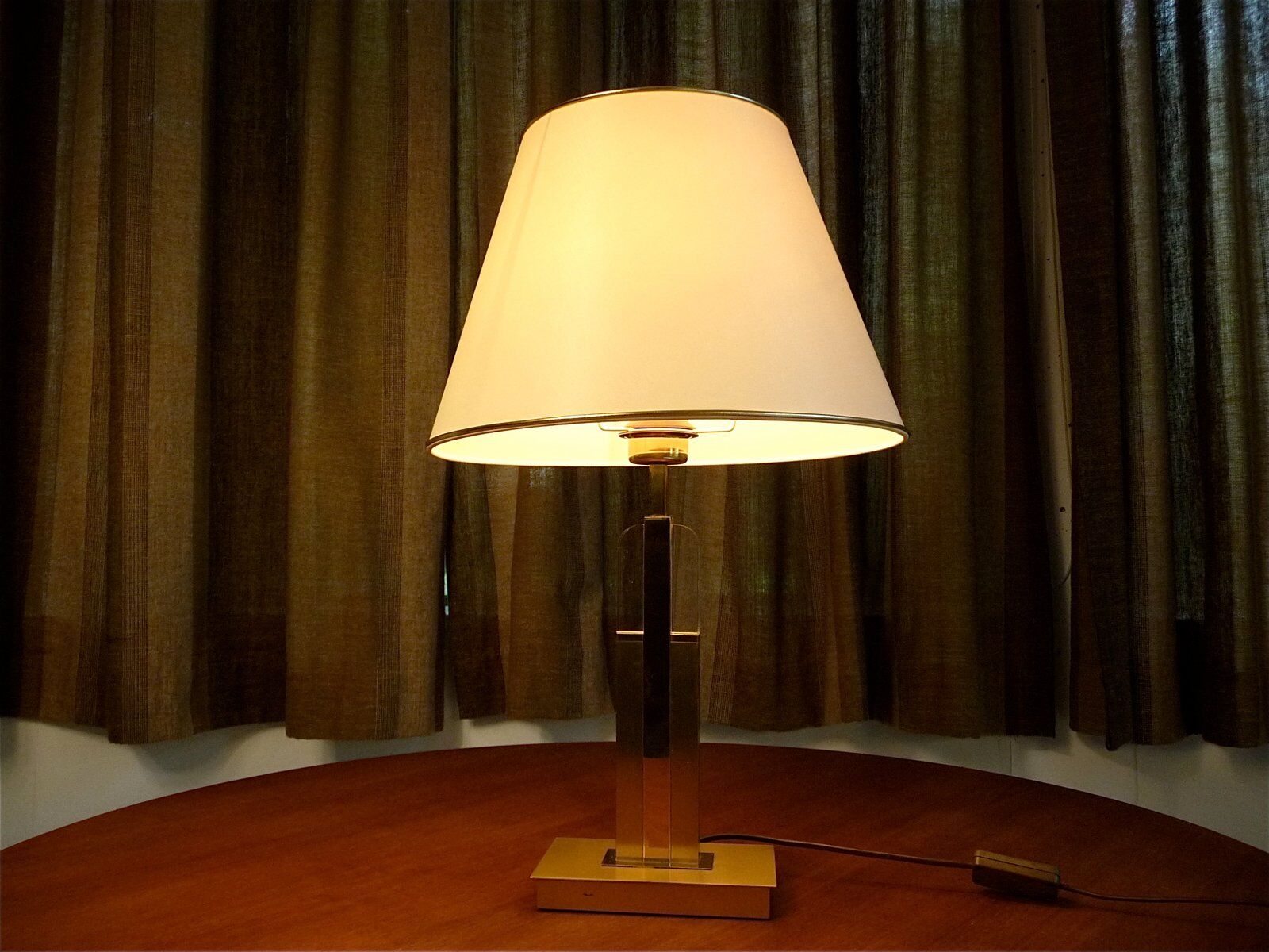 Modernist brass-plated and acrylic glass table lamp, France 1970s