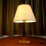 Modernist brass-plated and acrylic glass table lamp, France 1970s