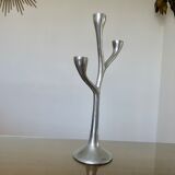Modernist free-form candle holder in cast aluminum 1970