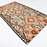 6x10 Kilim Grey & Brown Bohemian Area Kilim Rug, 171x306 Cm
