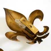 A pair of large 1970s gilt metal Fleur-de-Lis wall lamps by Hans Kögl