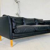 Danish mid-century vintage Mogens Hansen black leather sofa 60s