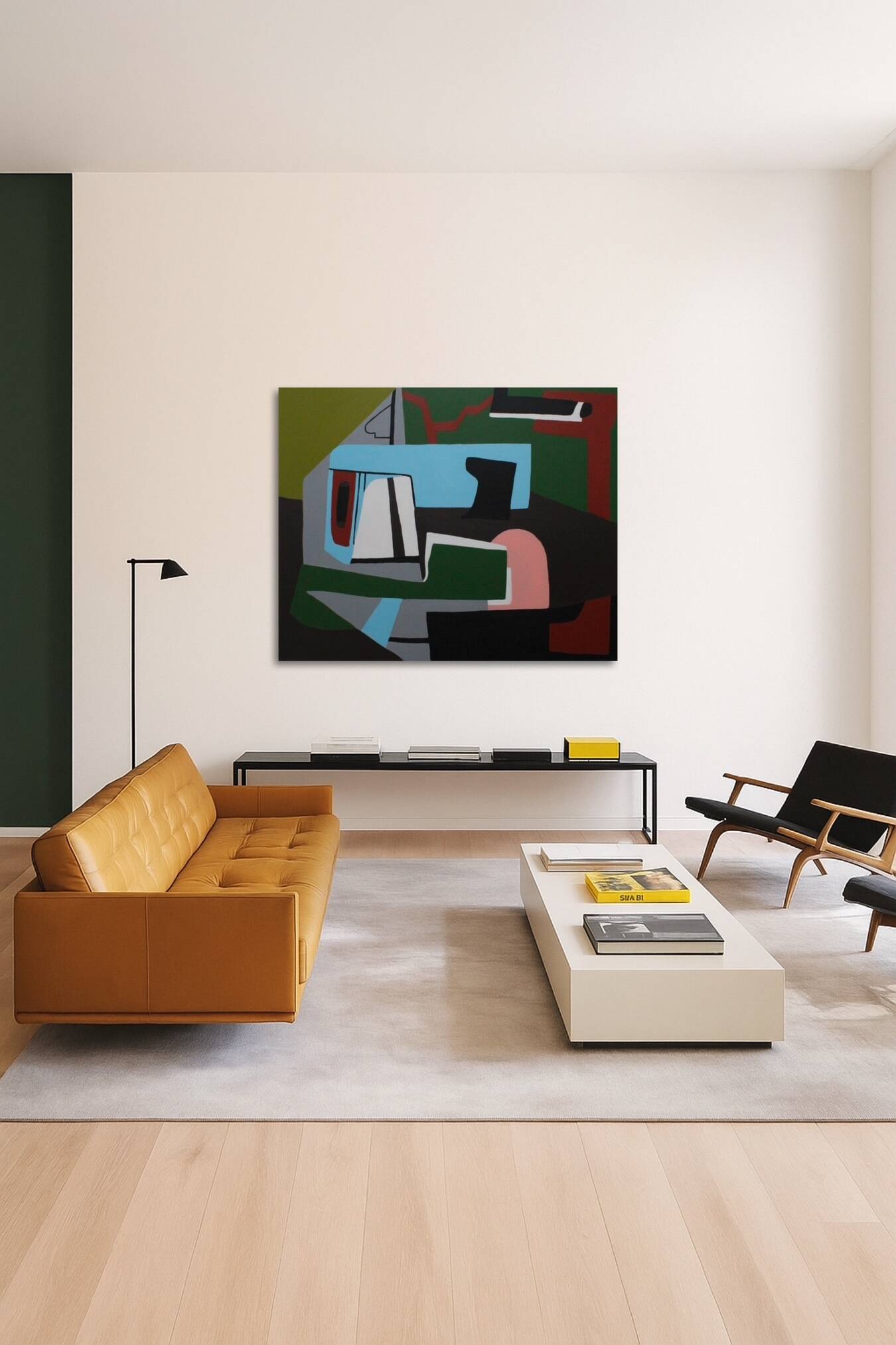 Original abstract painting "Powerful alignment" on canvas 100x81cm.