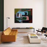 Original abstract painting "Powerful alignment" on canvas 100x81cm.