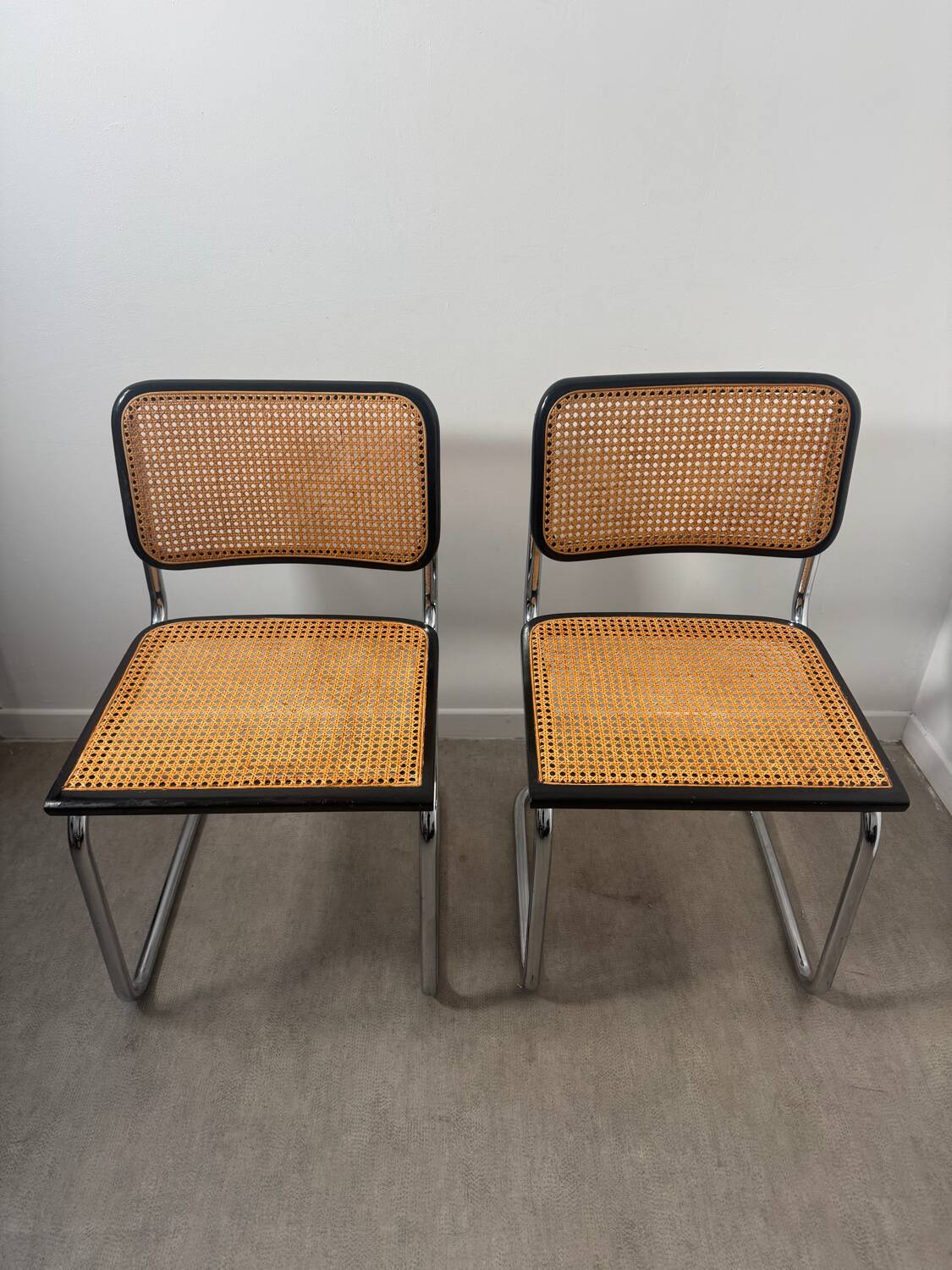 Pair of Marcel Breuer Cesca chairs Made in Italy