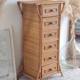 Rattan chest of drawers from the 1970s.