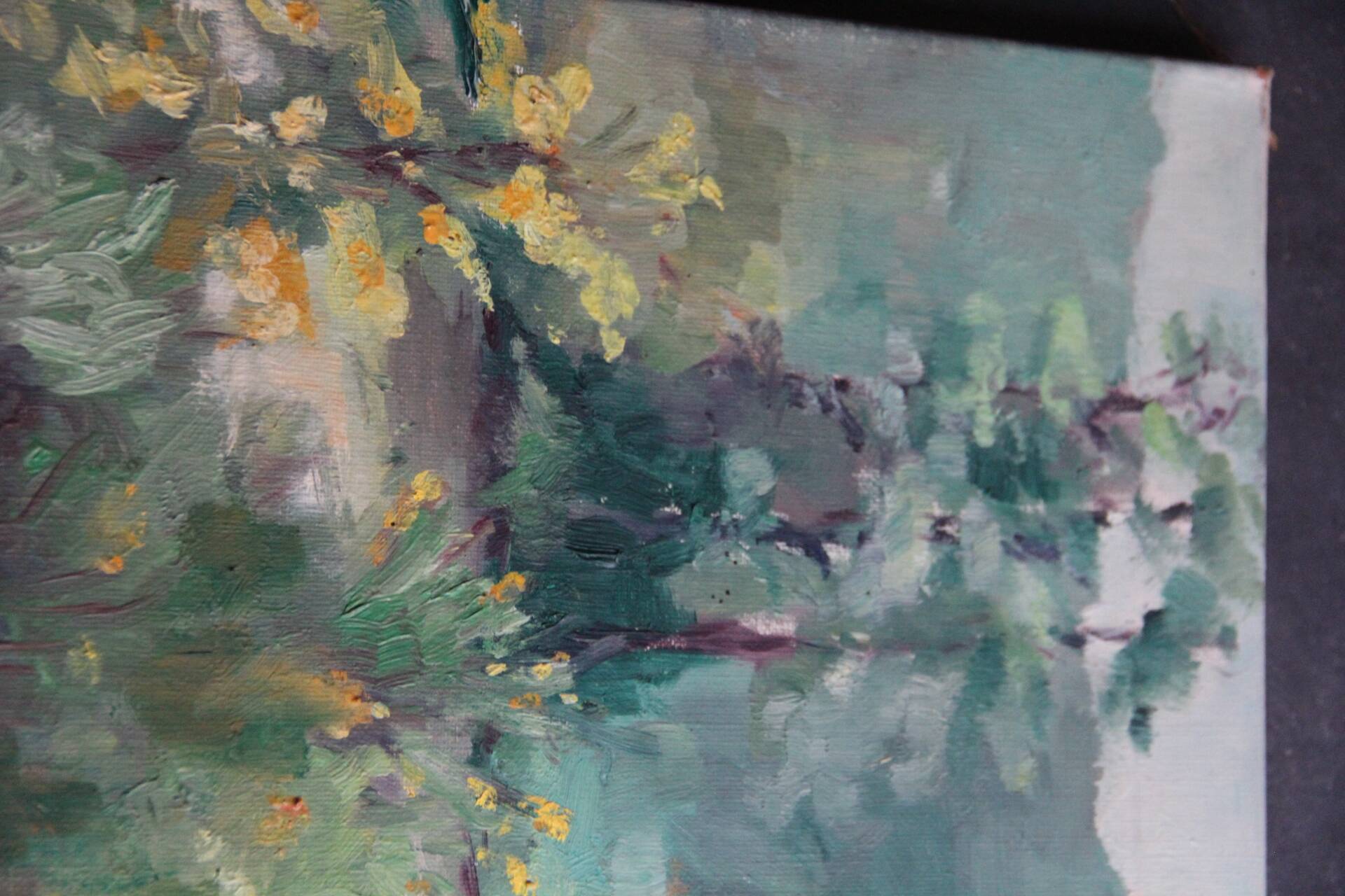 Oil on canvas, rural landscape, signed