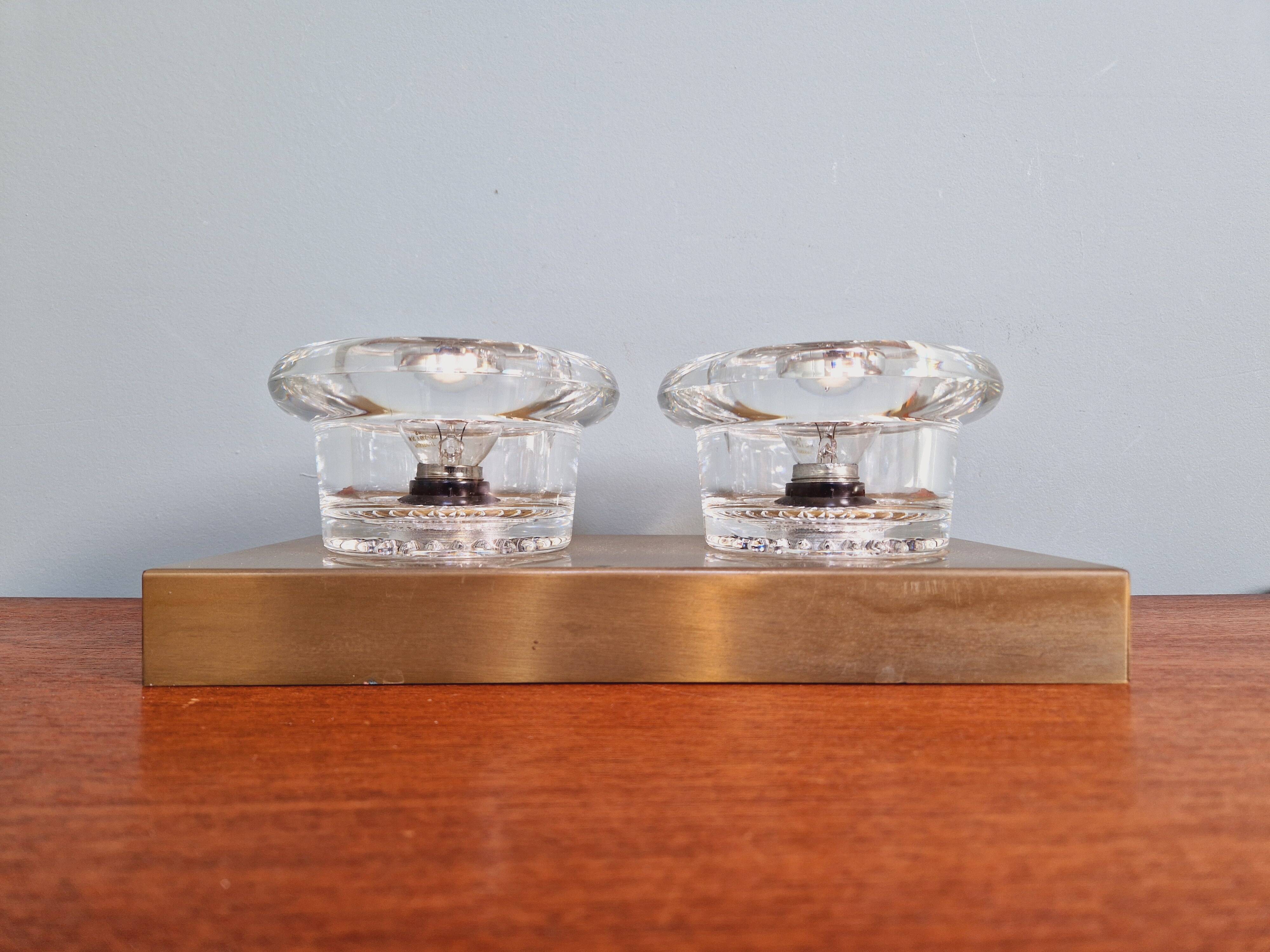 Double wall light in brass and glass, Space Age style, Cosack, 1970