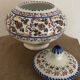 Jar, candy dish in enamelled ceramic with hand-painted decoration by p.arzobispo
