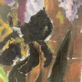 Oil on canvas bouquet with iris