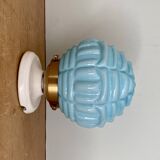 Applique globe vintage art déco en opaline bleue