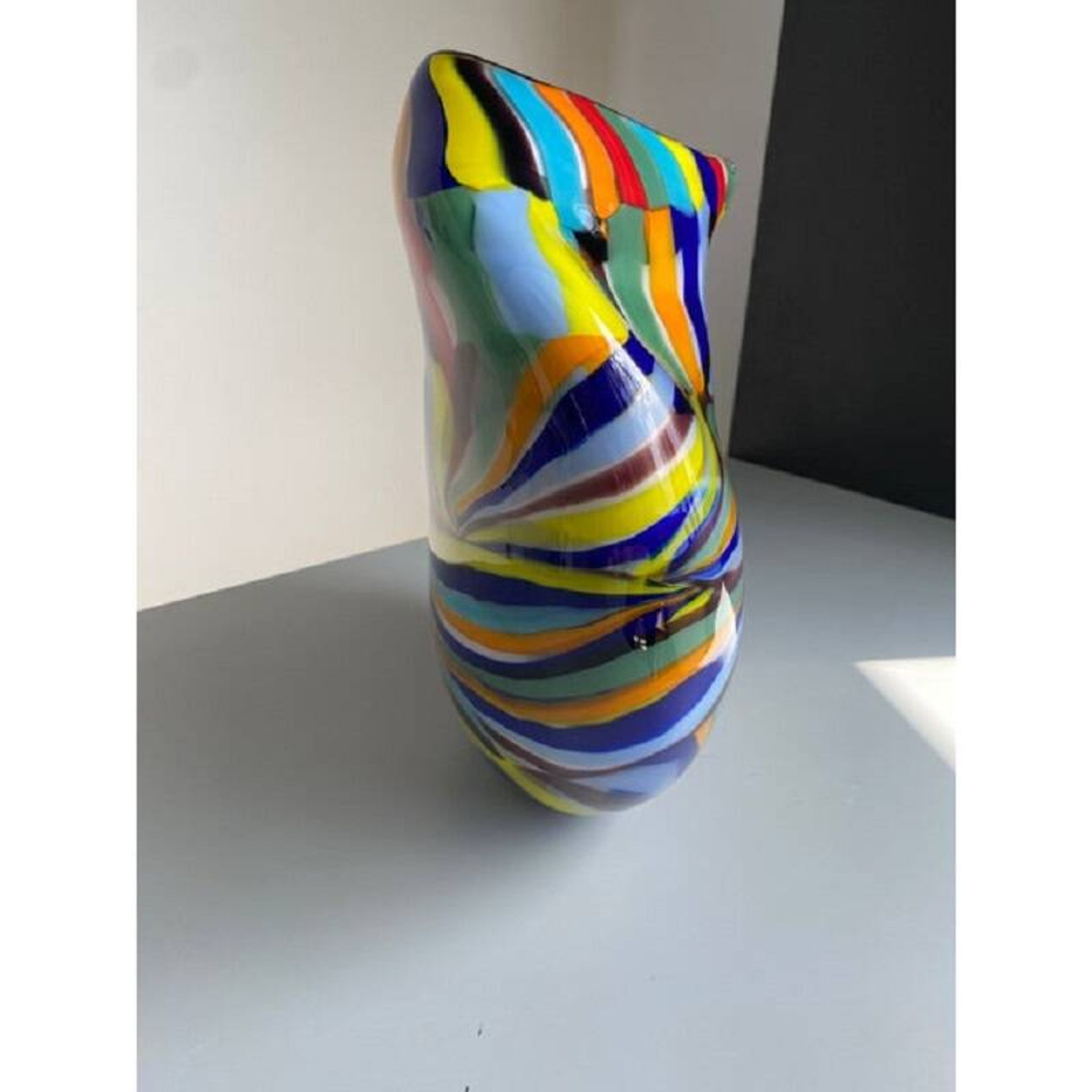 Modern multicolored vase in murano glass