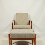 Scandinavian armchair and footrest granola beige concluded by H.Lis 300-190