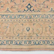 Peach Pink Large Persian Rug, Floral Bordered Vintage Carpet, 292x387Cm