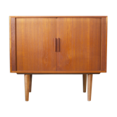 Buffet de tourne-disques Kai Kristiansen en teck à porte tambour, milieu du siècle au Danemark, années 1960