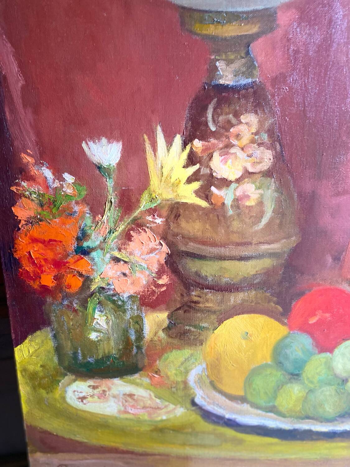 Old oil painting still life
