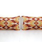 Ikat Lumbar Pillow Cover - Set of Two Colorful Silk Ikat Velvet Pillowcase - Handwoven Cushion Cover