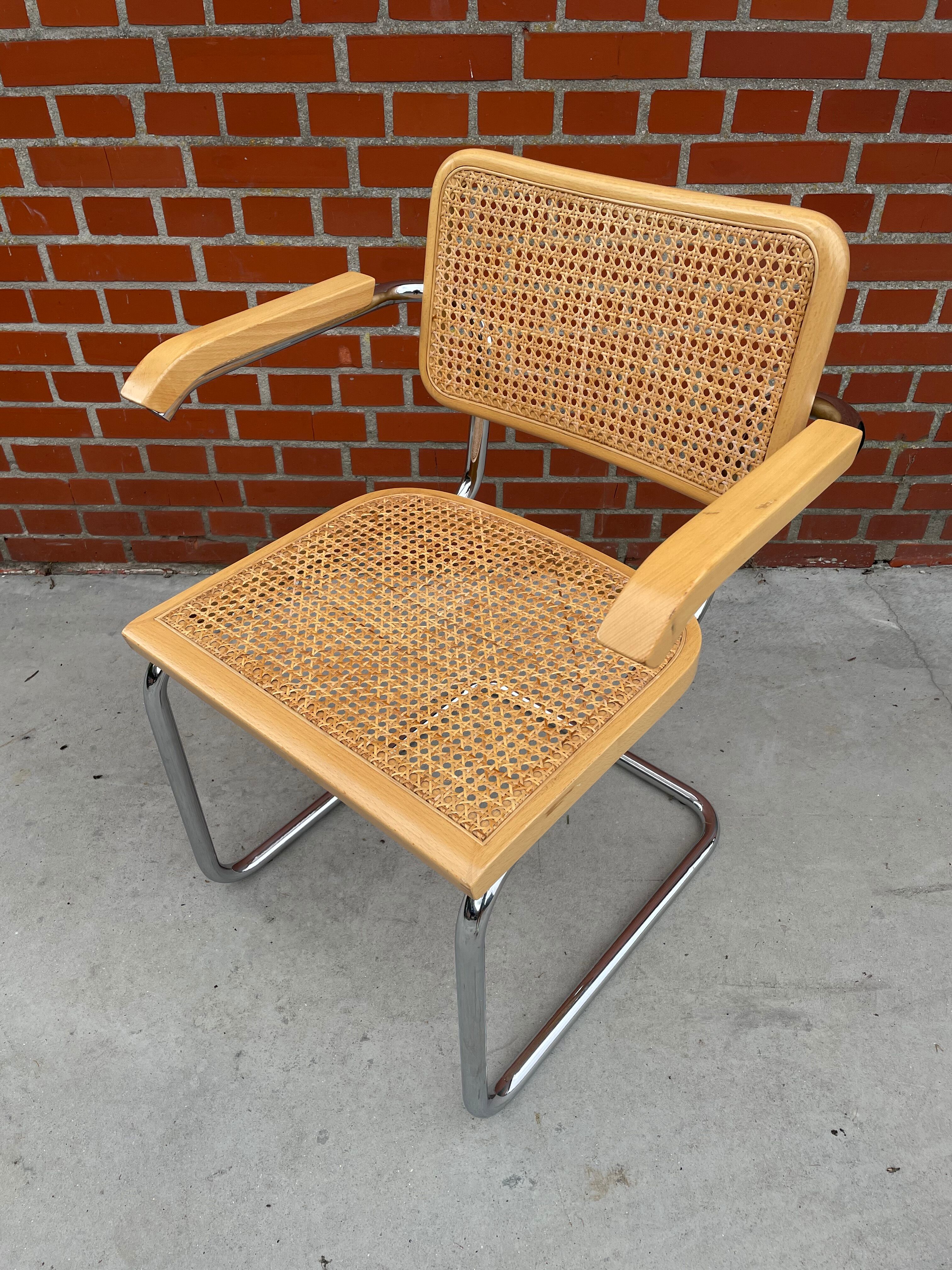 Chair Cesca model by Marcel Breuer with armrests B64