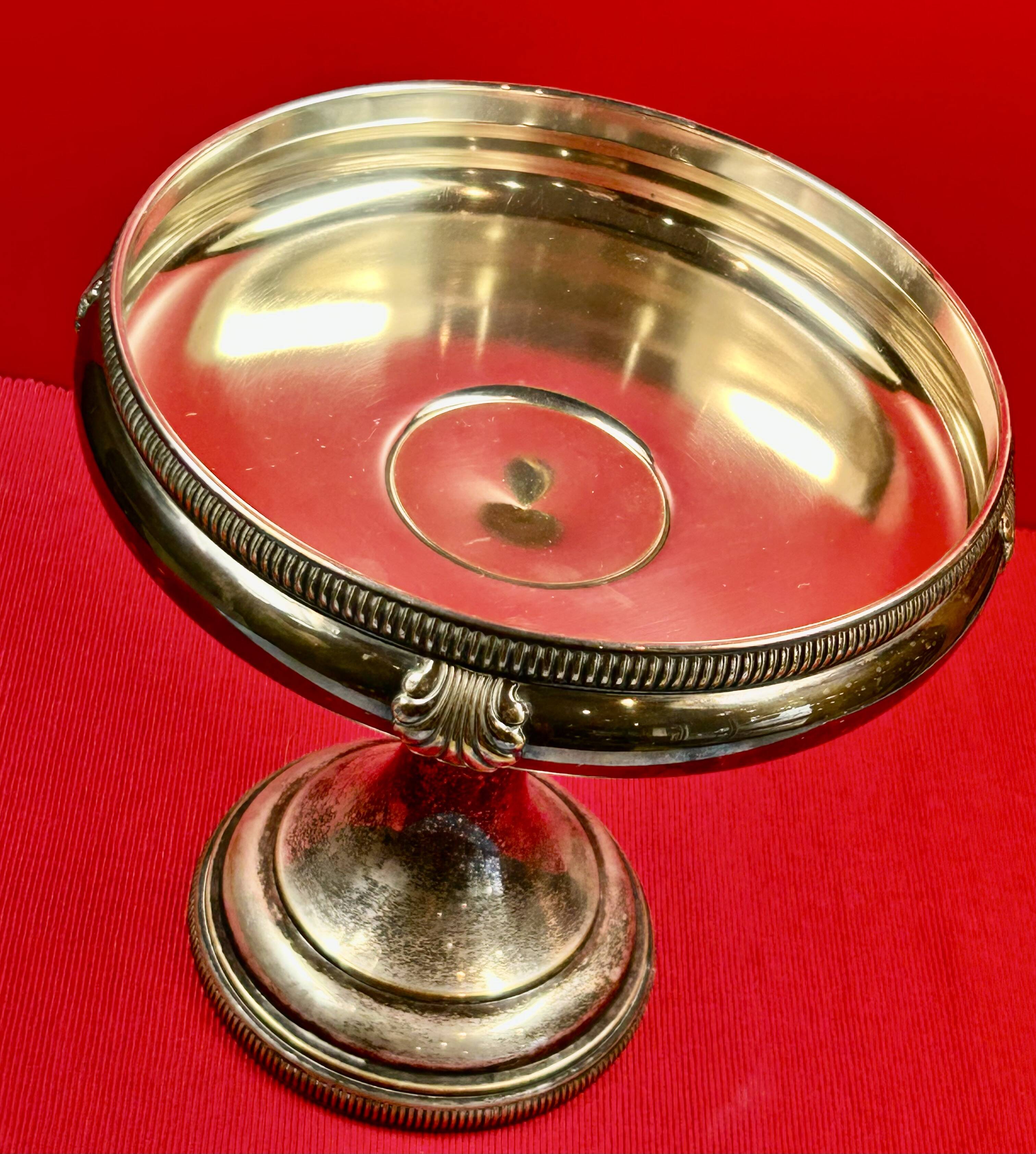 Art Deco fruit bowl in silver-plated metal and cut glass