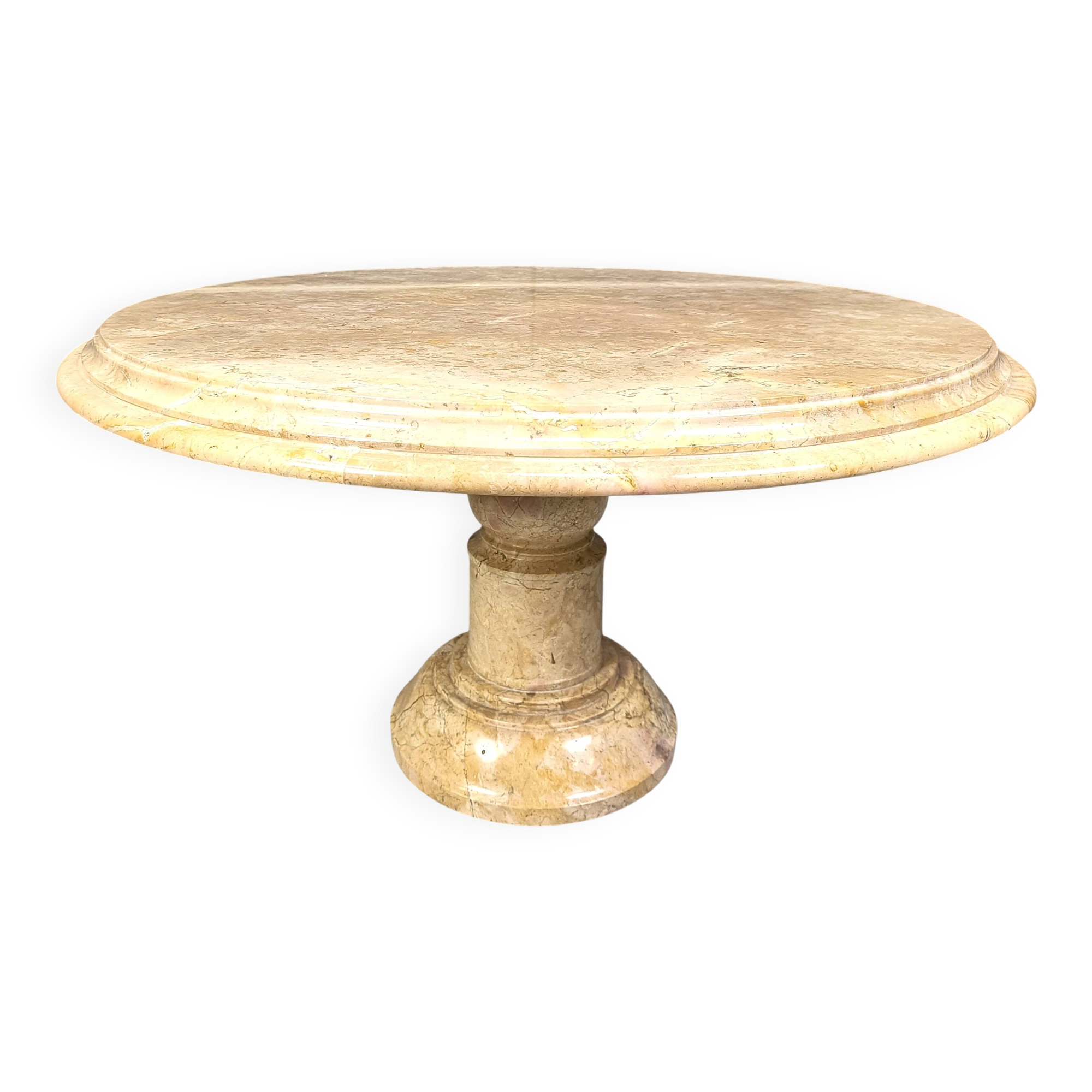 Vintage round Italian marble coffee table, 1960s