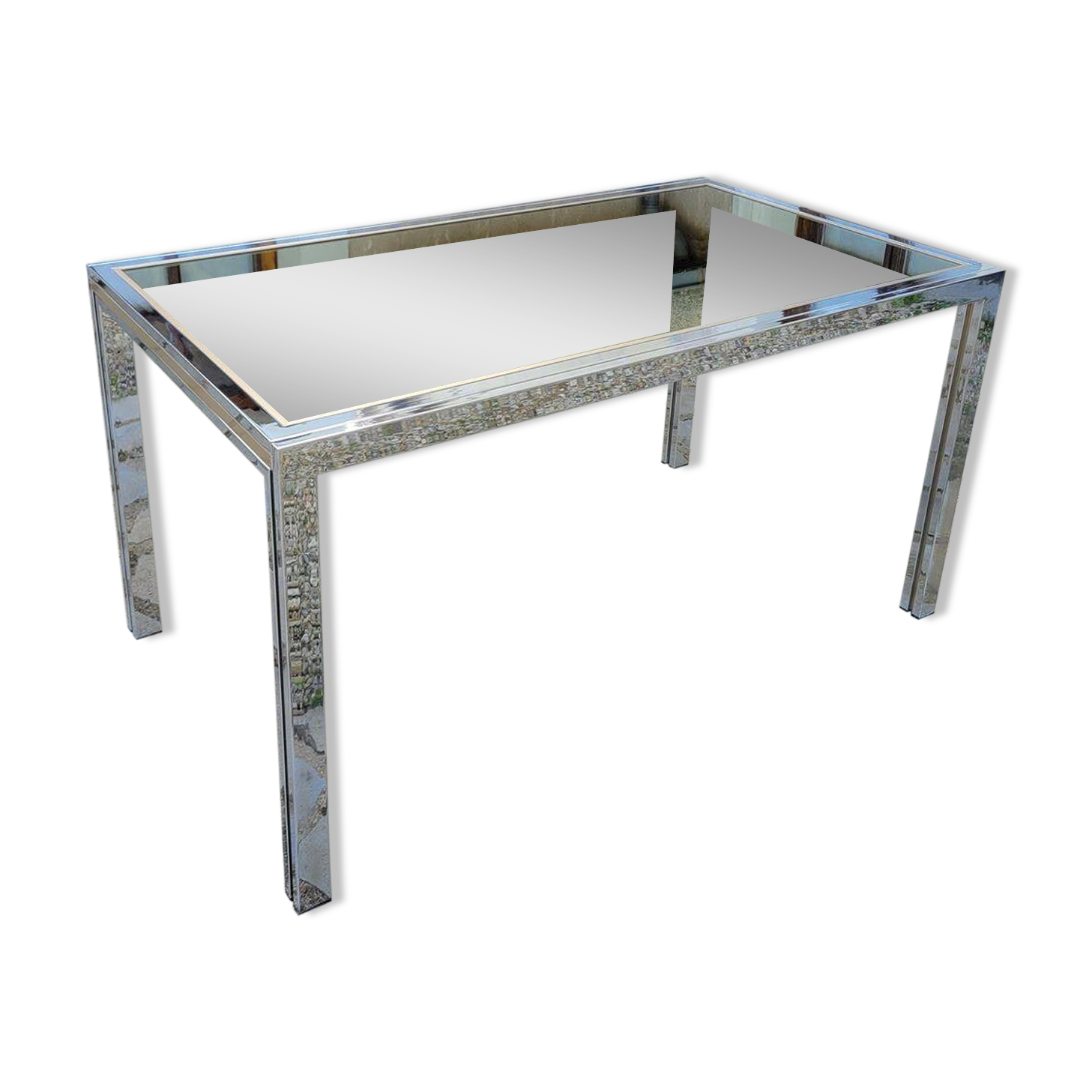 Vintage chrome and glass dining table, Roche Bobois