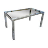 Vintage chrome and glass dining table, Roche Bobois