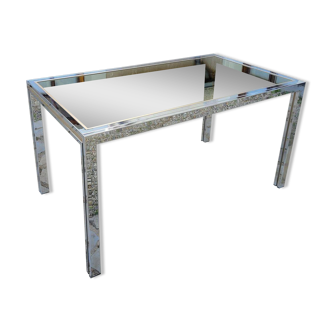 Vintage chrome and glass dining table, Roche Bobois