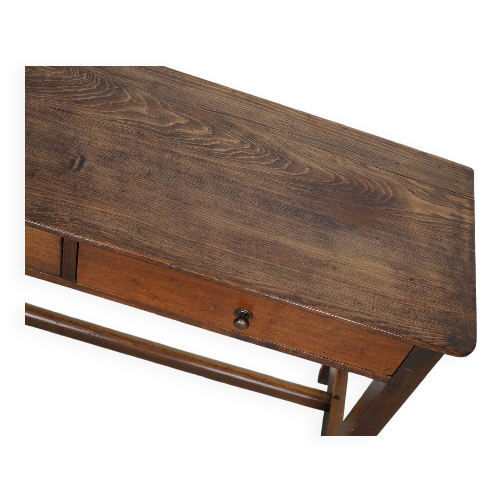 Antique French Rustic Farmhouse Elm Side Table, Early 20th Century