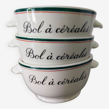 3 antique white porcelain bowls Pillivuyt cereal bowl , soup bowl or coffee bowl with milk