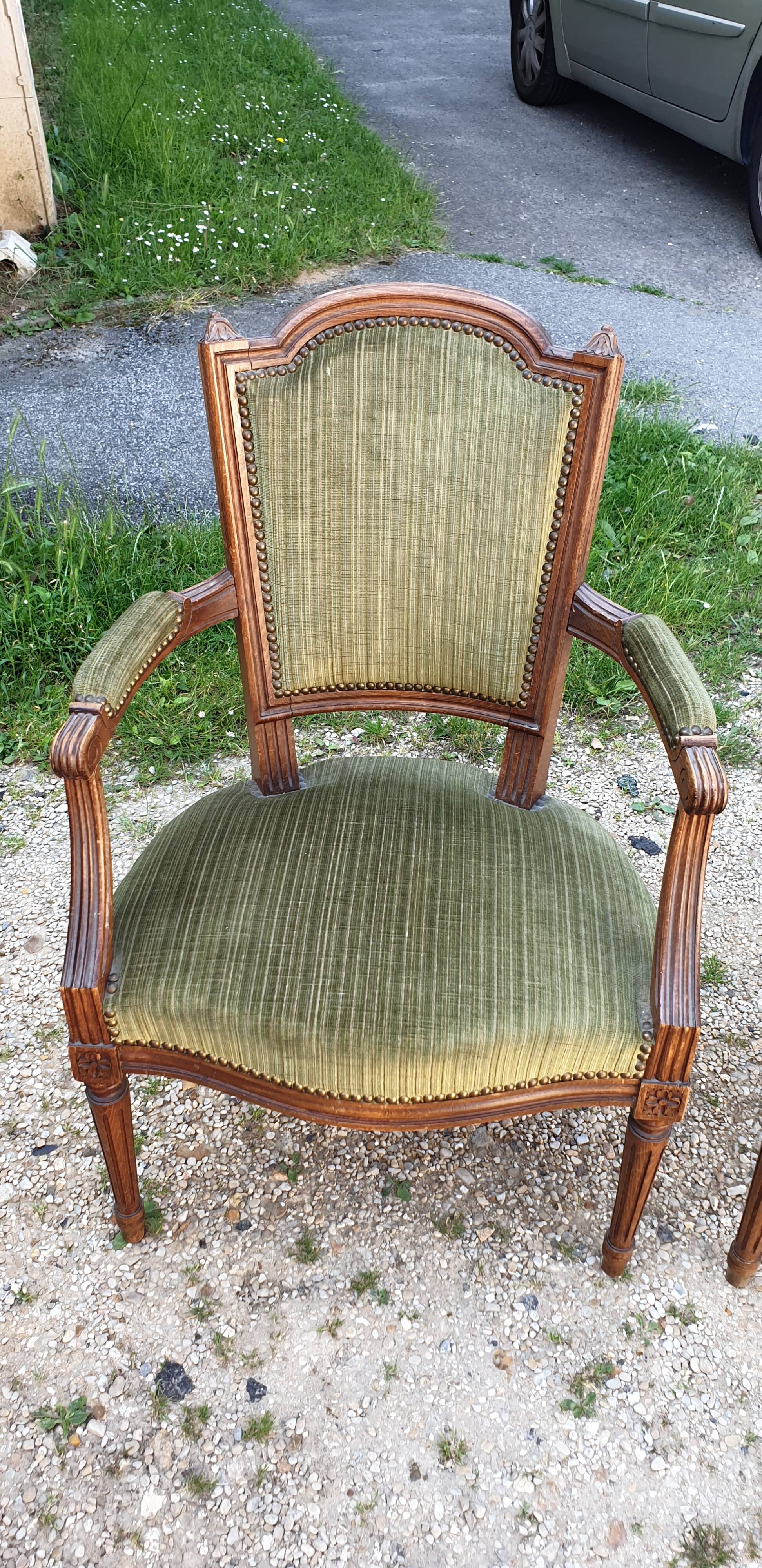 2 Louis XVI Trianon cabriolet armchairs
