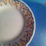 Compotier - piedouche -  plat à gateau - ceramique hb cm - jaune et bleu roi