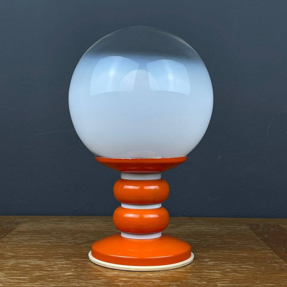 White opaline glass table lamp, Italy, 1970s
