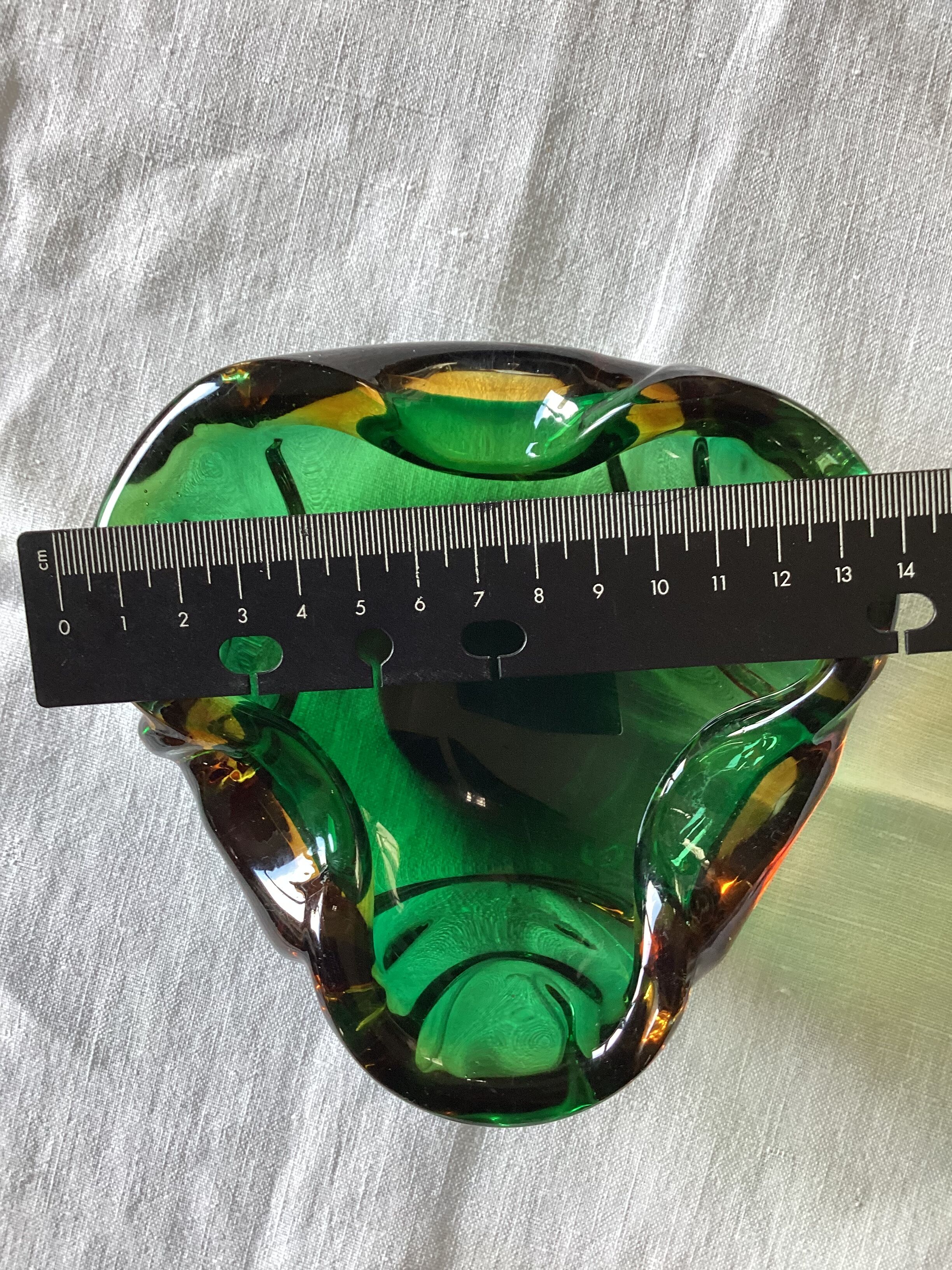 Murano-style colored glass ashtray, circa 1960s. Dimensions: H-6cm- W-14cm-