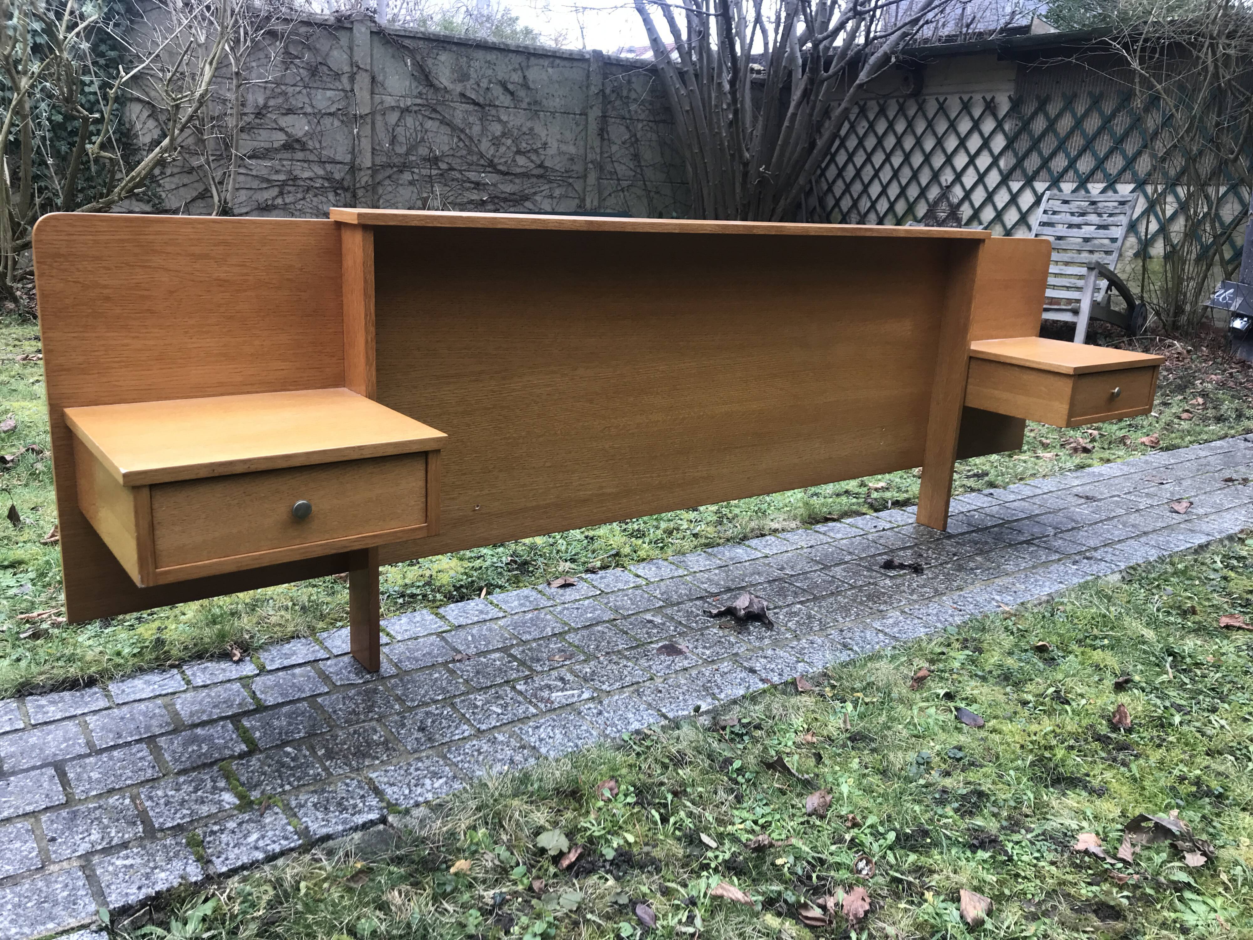 Headboard with bedside suspended 1960 vintage