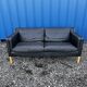 Danish vintage two and half seater black leather Stouby sofa 1960s