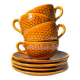 4 Vintage Caramel Earthenware Coffee Cups
