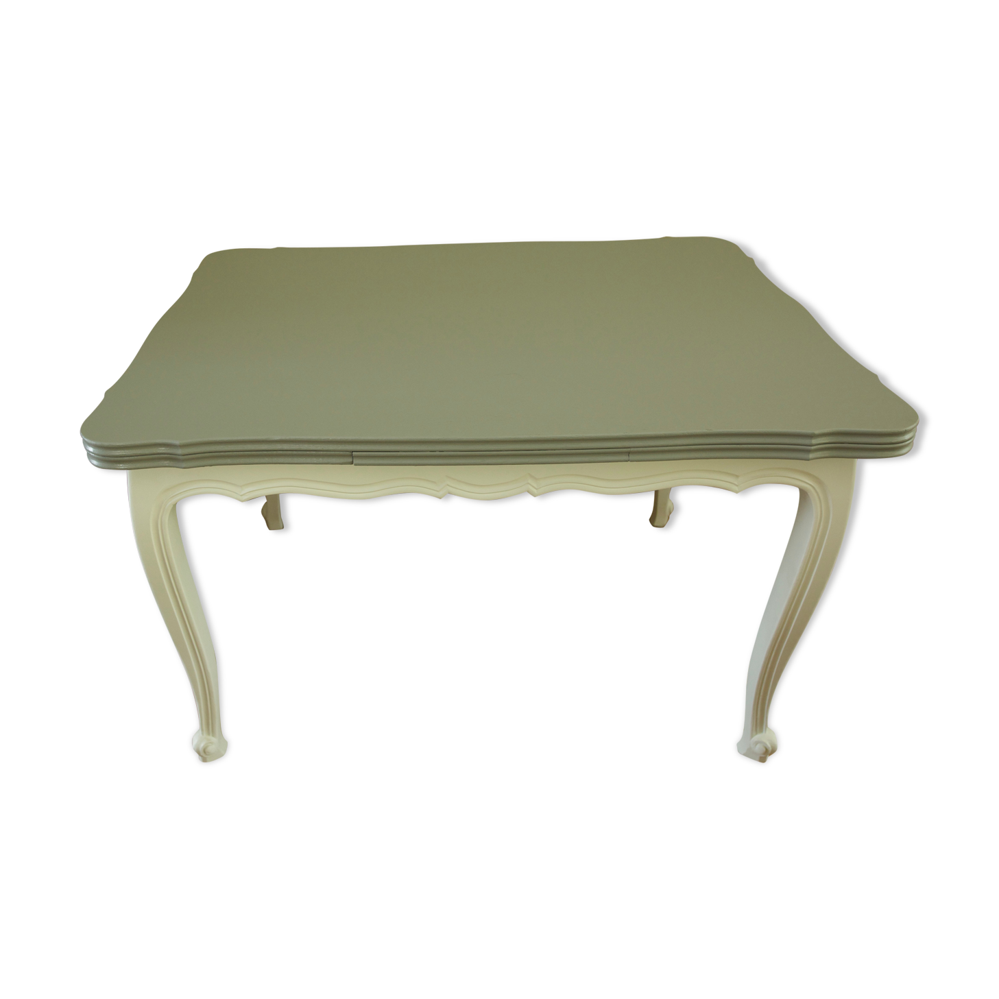 Dining table restyled gray and cream