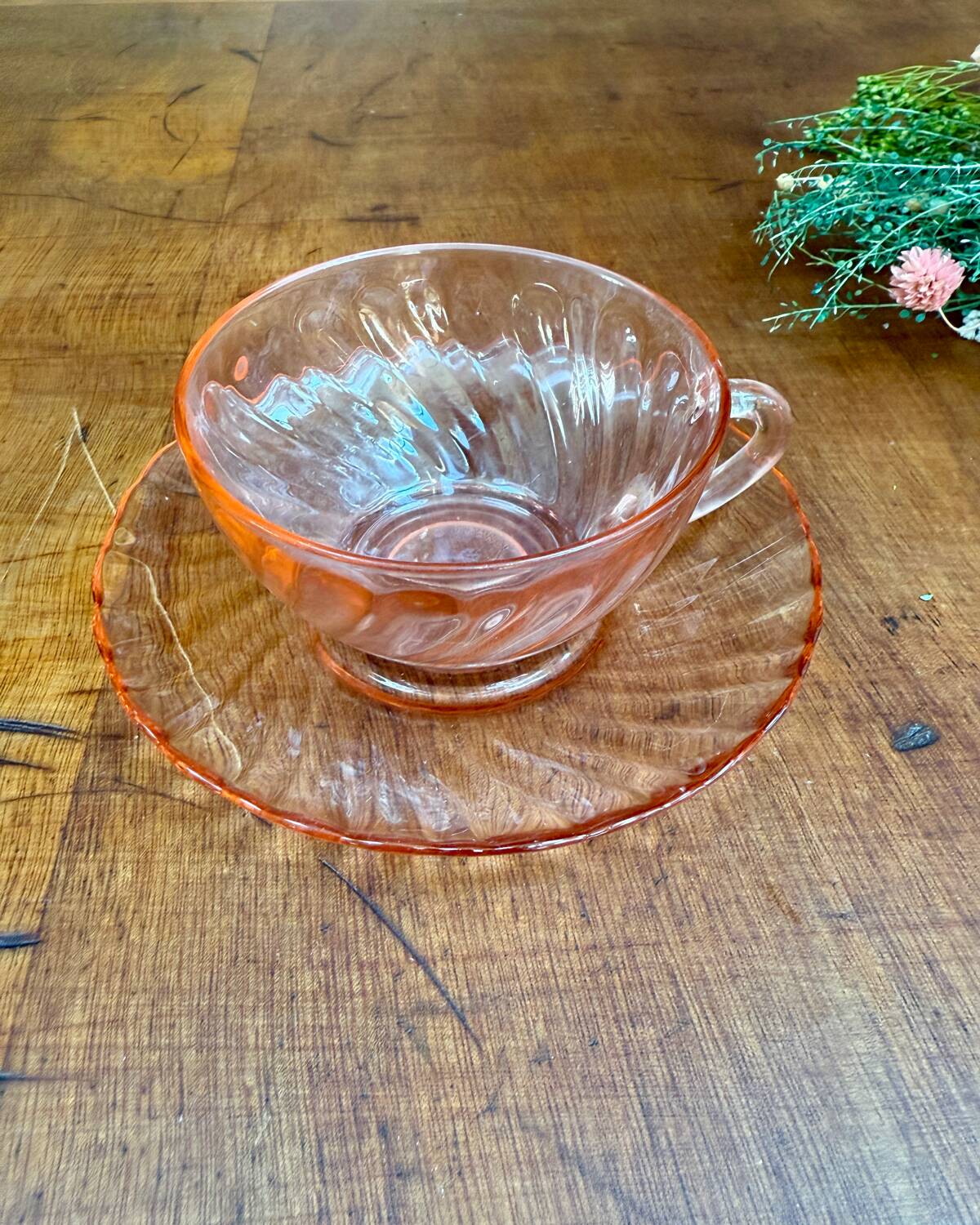 Rosaline pink glass coffee set